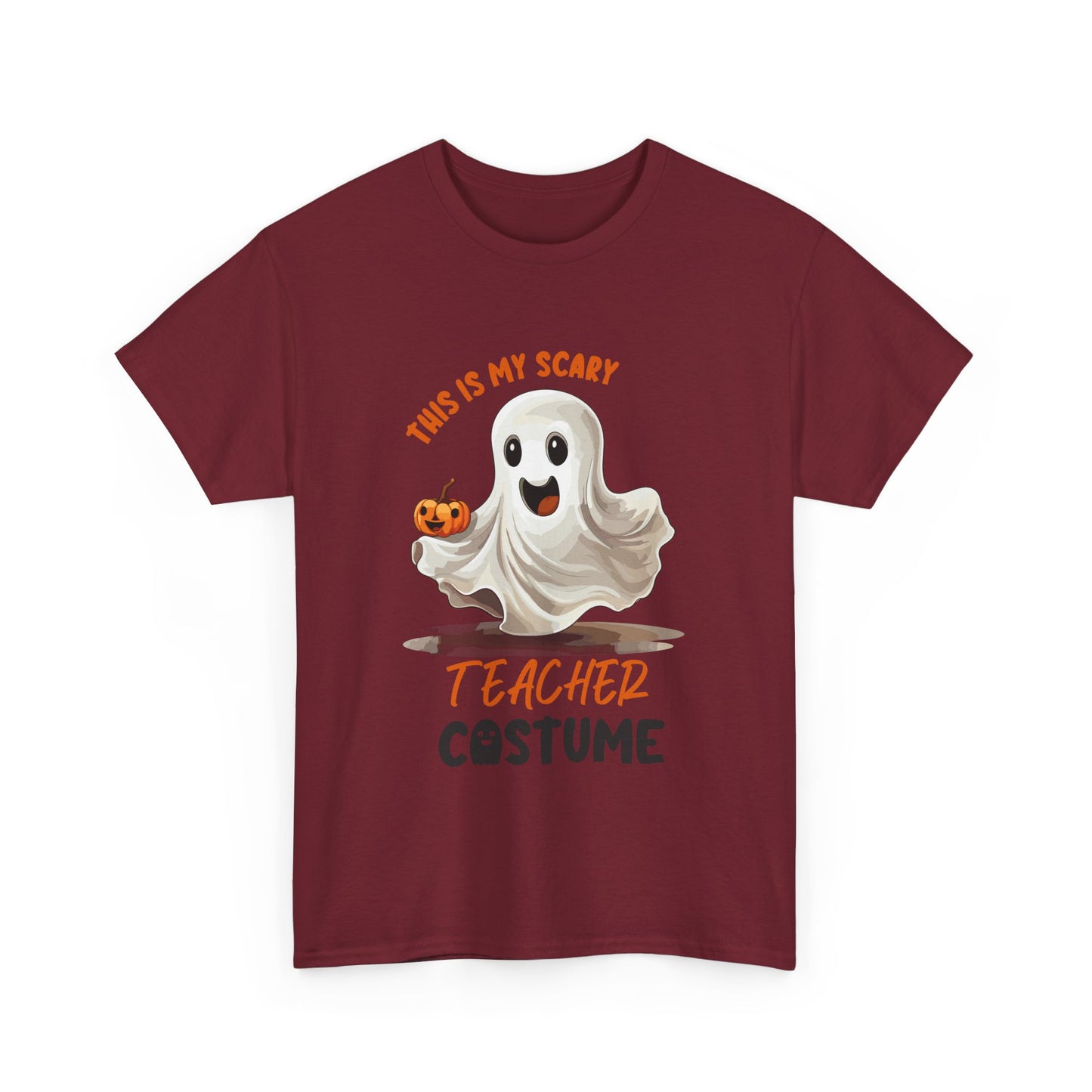 Funny Ghost Teacher Costume Tee | Unisex Heavy Cotton Shirt for School Teacher