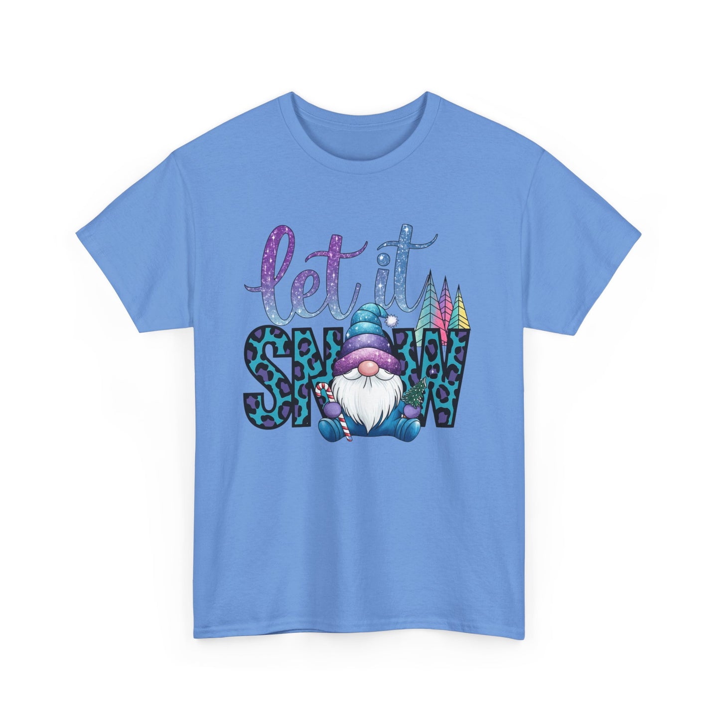 Let It Snow Unisex Heavy Cotton Tee - Fun Winter Holiday Gnome Design