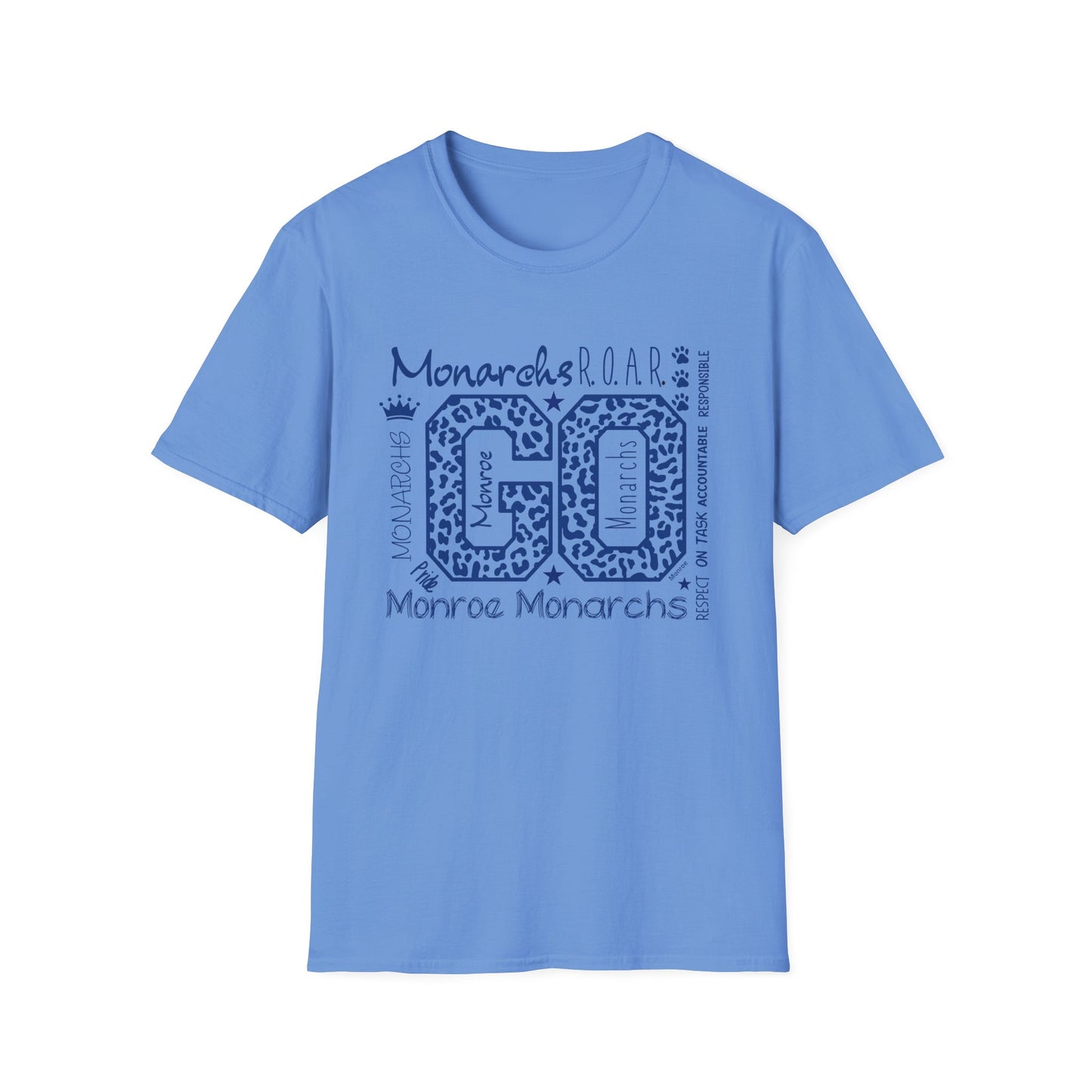 GO Monarchs Blue Leopard Print Unisex T-Shirt - School Spirit & Team Pride