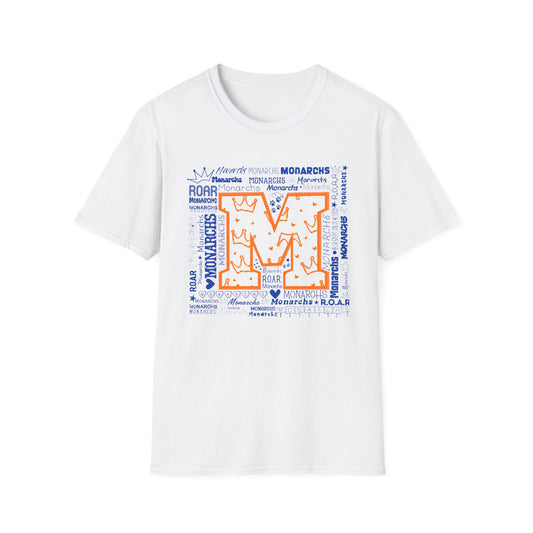 Orange Crown M Monarchs Unisex Softstyle T-Shirt - ROAR Design