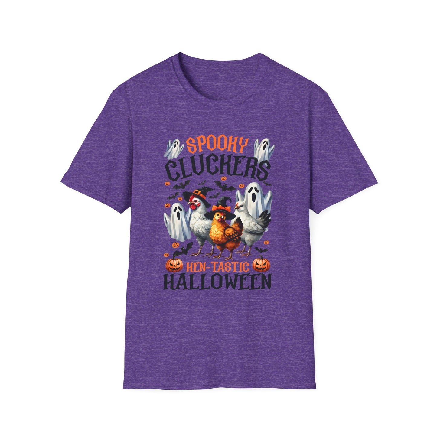 Spooky Cluckers Halloween Farm Chickens T-Shirt | Hen-Tastic Unisex Softstyle