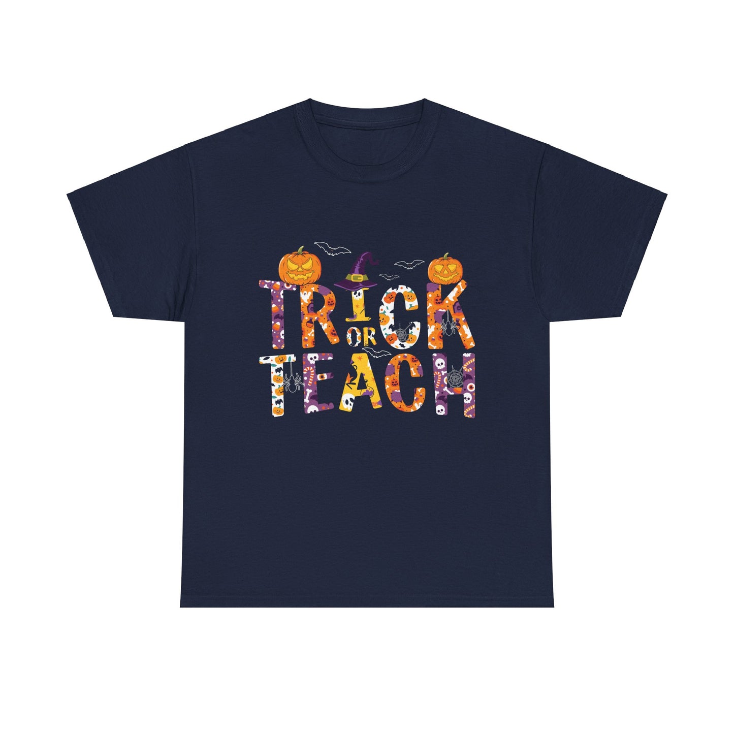 Trick or Teach Halloween School Teacher Unisex Heavy Cotton Tee