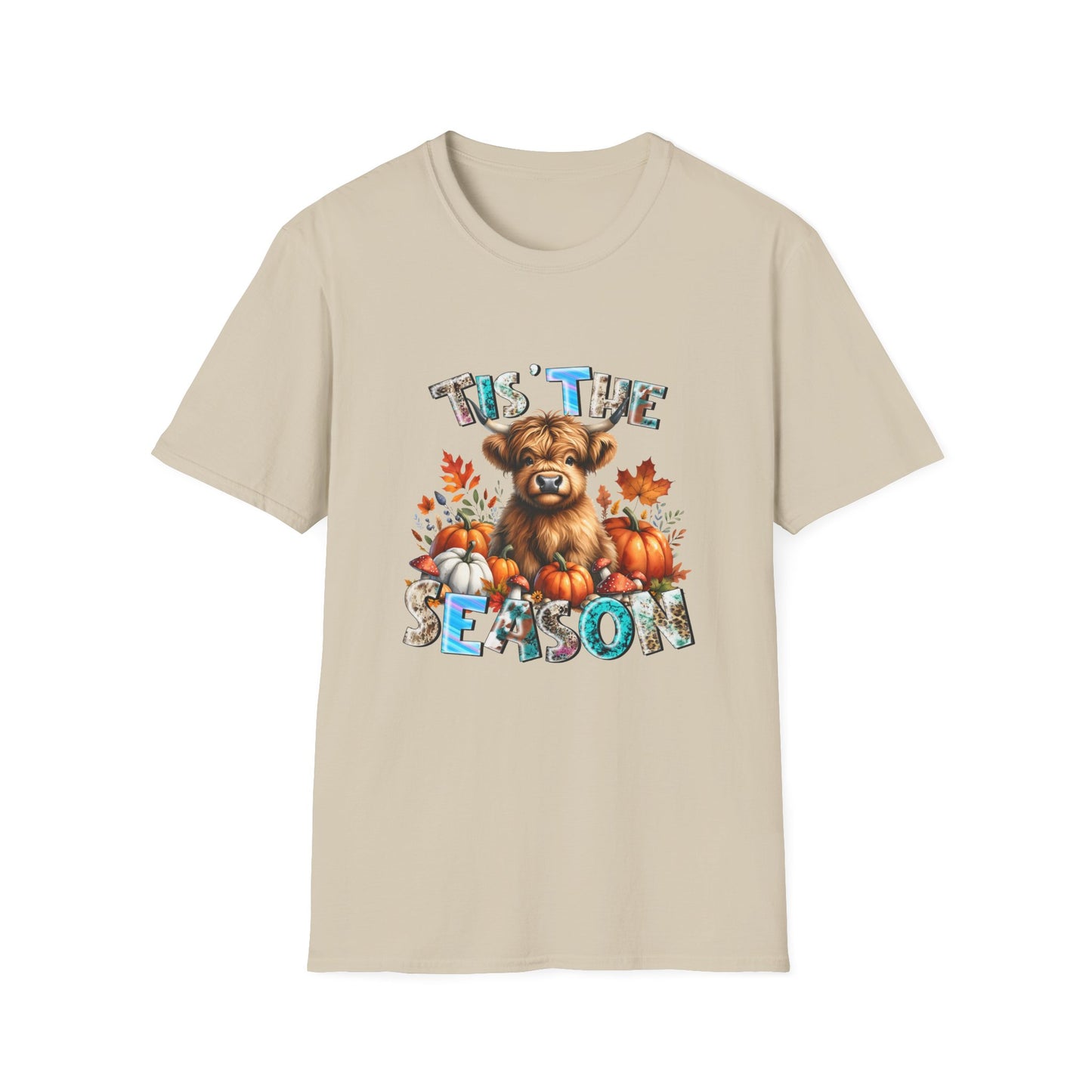 Tis the Season Fall Cow Unisex Softstyle T-Shirt