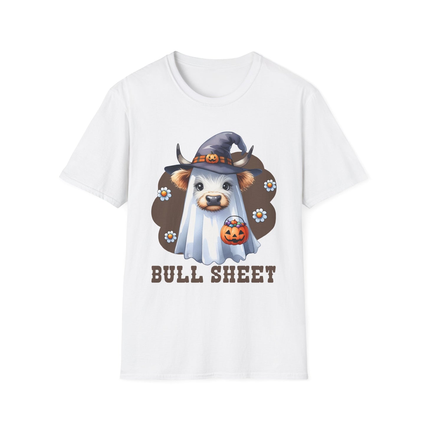 Funny Cow Halloween T-Shirt - "Bull Sheet" Unisex Softstyle Tee