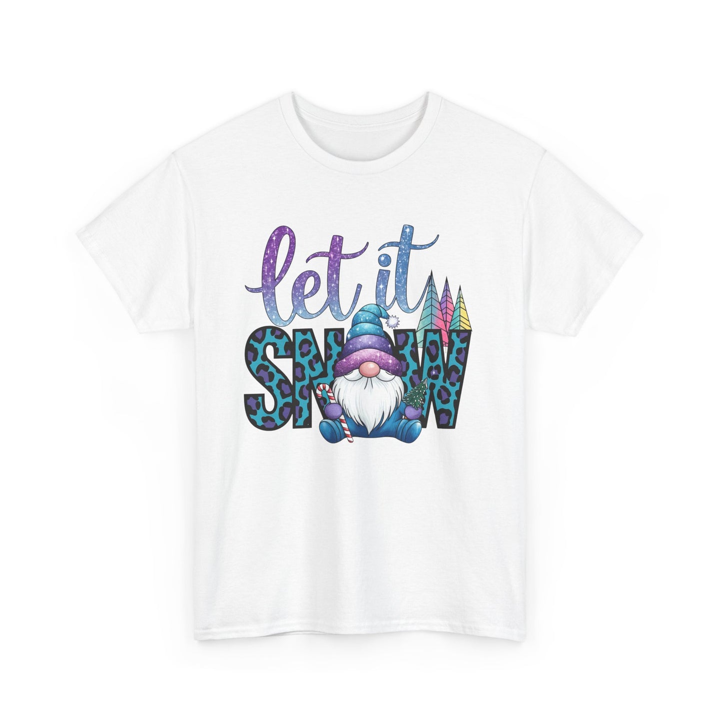 Let It Snow Unisex Heavy Cotton Tee - Fun Winter Holiday Gnome Design
