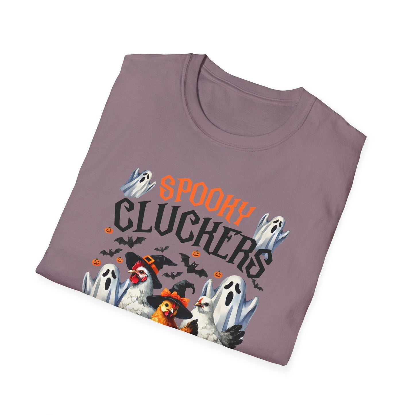 Spooky Cluckers Halloween Farm Chickens T-Shirt | Hen-Tastic Unisex Softstyle