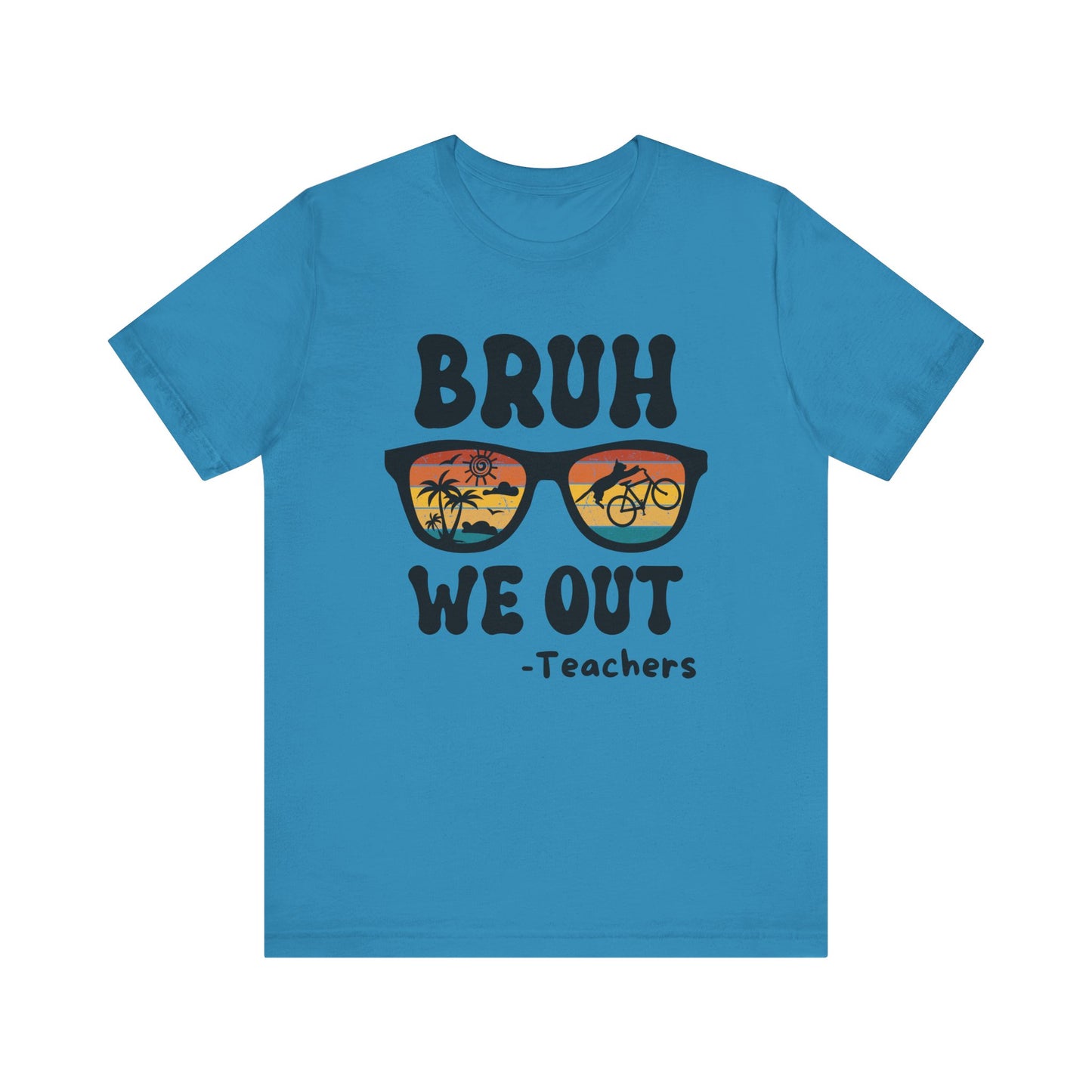 Bruh We OUT Teacher Sunglasses with CatUnisex Jersey Short Sleeve Tee