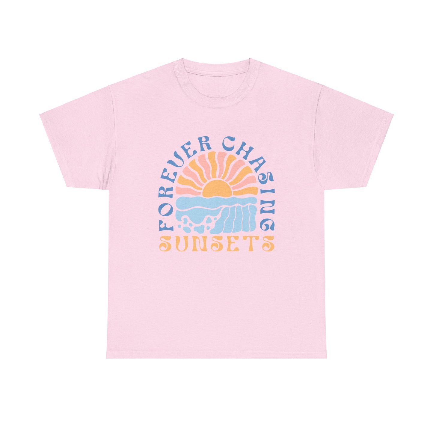 Forever Chasing Sunsets Retro Summer Unisex Heavy Cotton Tee