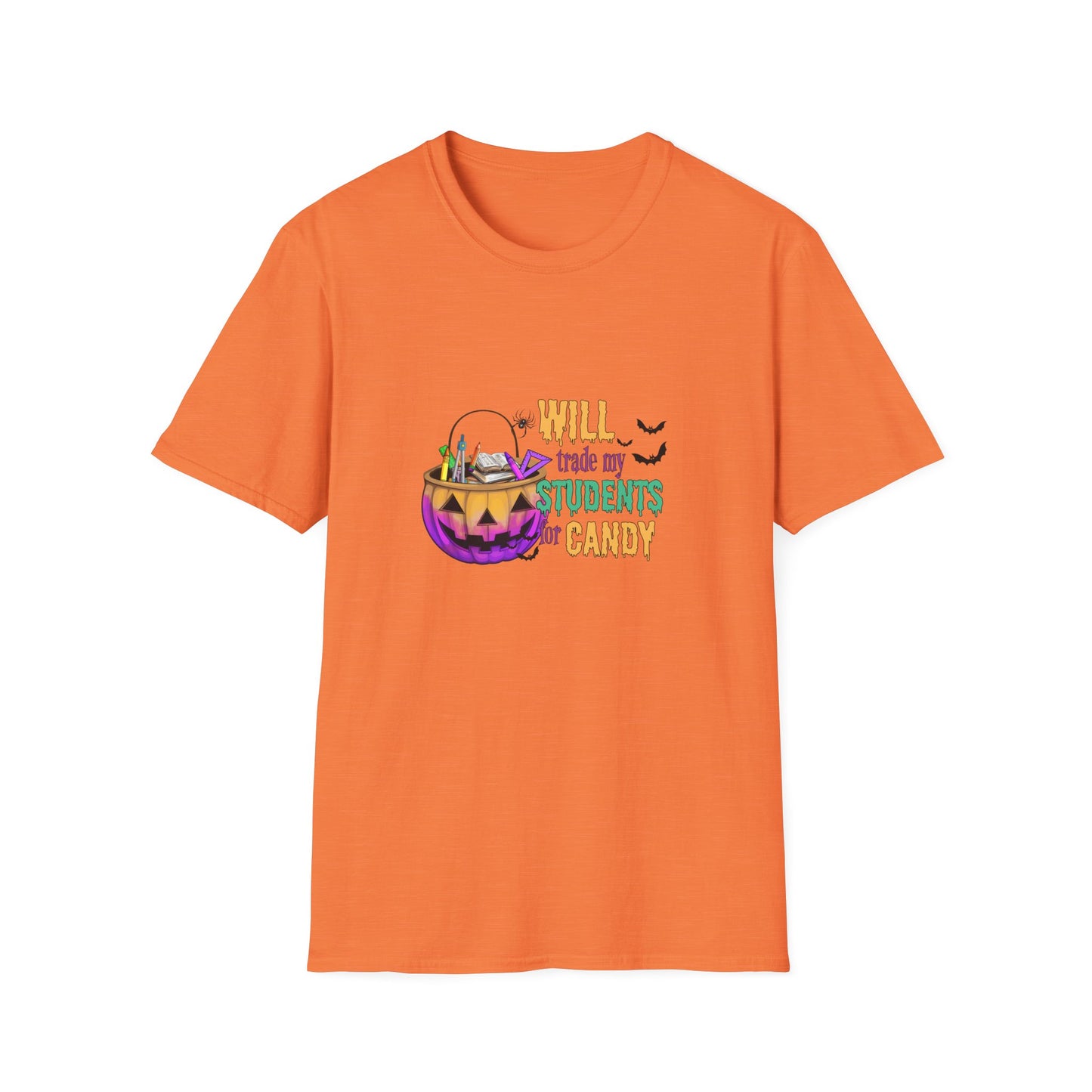 Will Trade My Students  for Candy Teacher Halloween Candy Unisex Softstyle T-Shirt