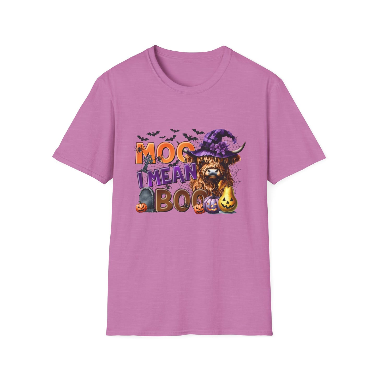 Funny Cow Halloween T-Shirt - "MOO I Mean BOO" - Unisex Softstyle Tee