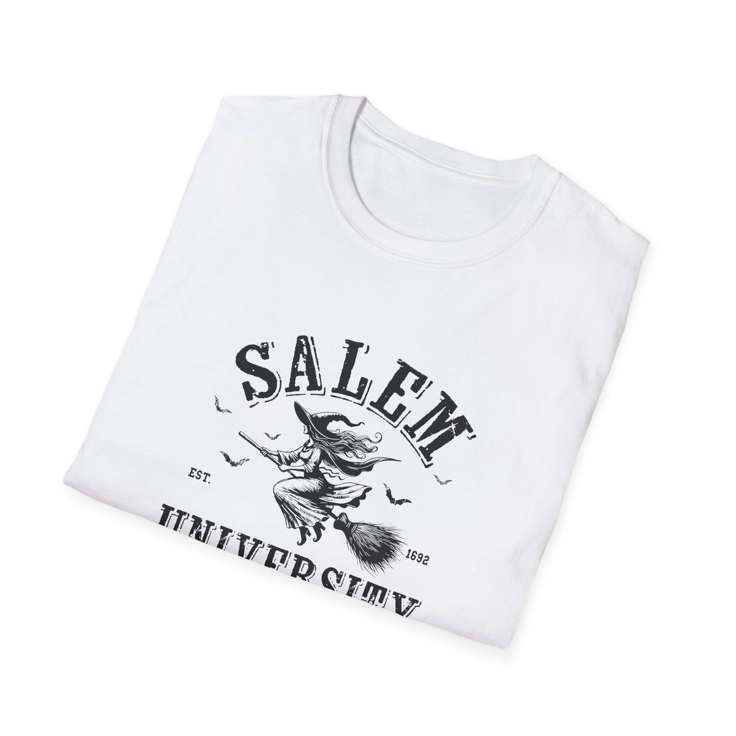 Salem University Vintage Witchy T-Shirt | Unisex Softstyle Tee | Perfect for Halloween & College Spirit