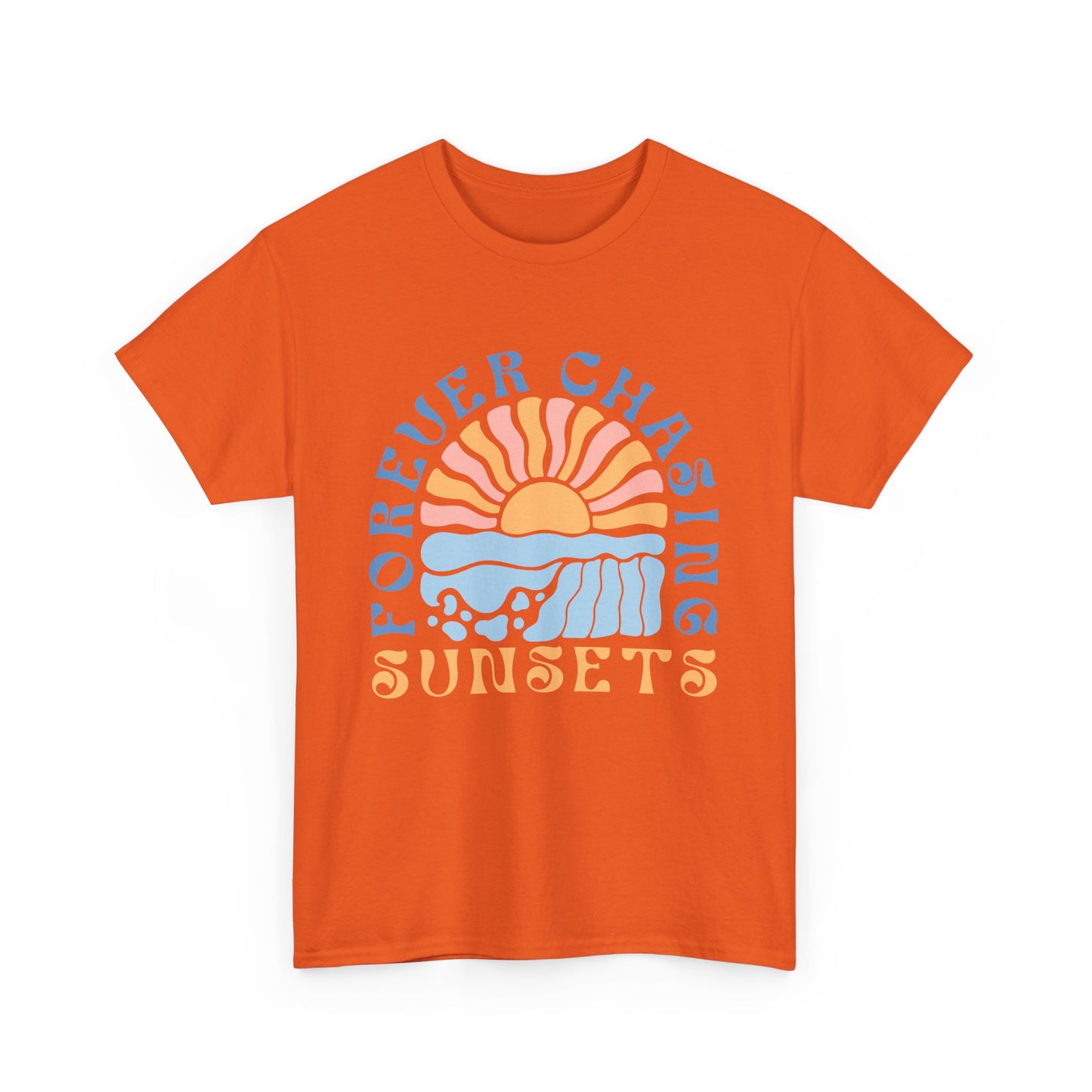 Forever Chasing Sunsets Retro Summer Unisex Heavy Cotton Tee