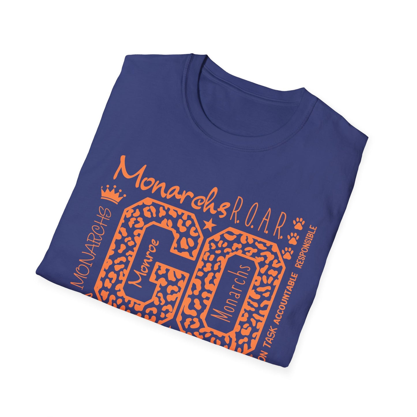 Go  Monarchs Orange Leopard Print Unisex Softstyle T-Shirt