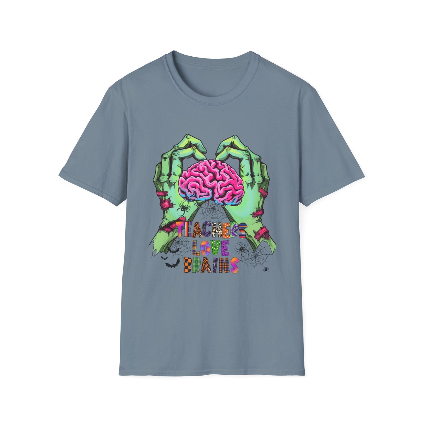 Teachers Love Brains Graphic T-Shirt for Halloween Enthusiasts