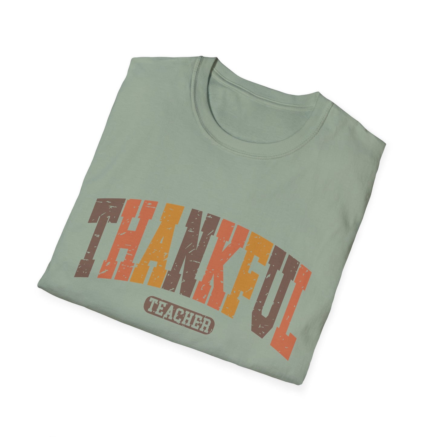 Thankful Teacher Unisex Softstyle Thanksgiving Teacher T-Shirt – Perfect for Educators and Appreciation Days