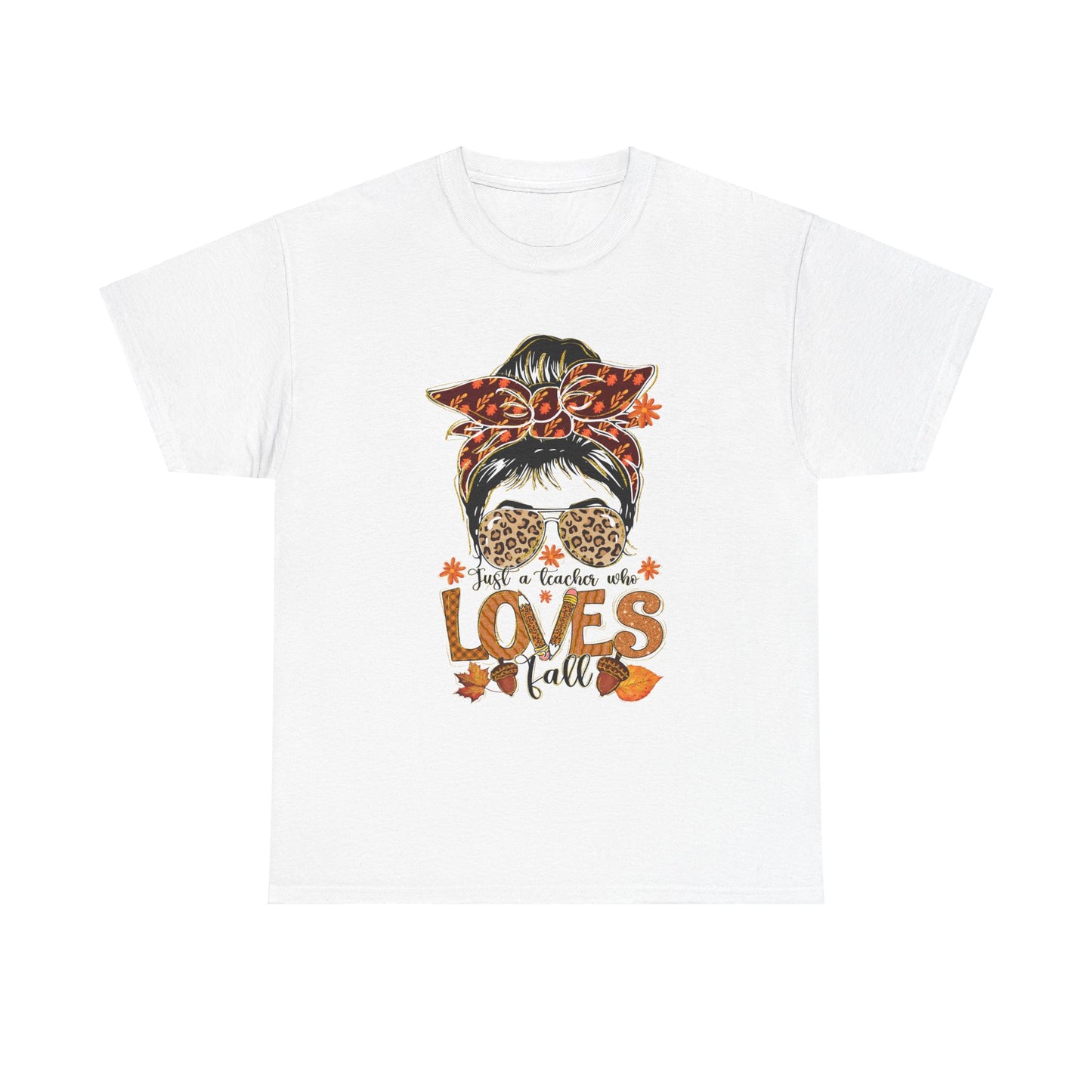 Fall Vibes Teacher Unisex Heavy Cotton Tee - "She Loves Fall" Design