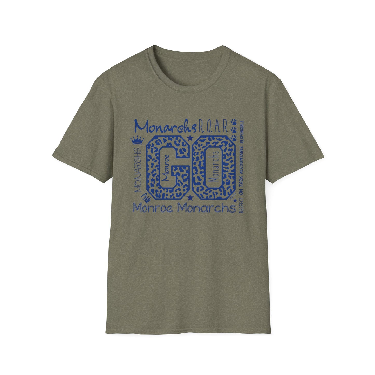 GO Monarchs Blue Leopard Print Unisex T-Shirt - School Spirit & Team Pride