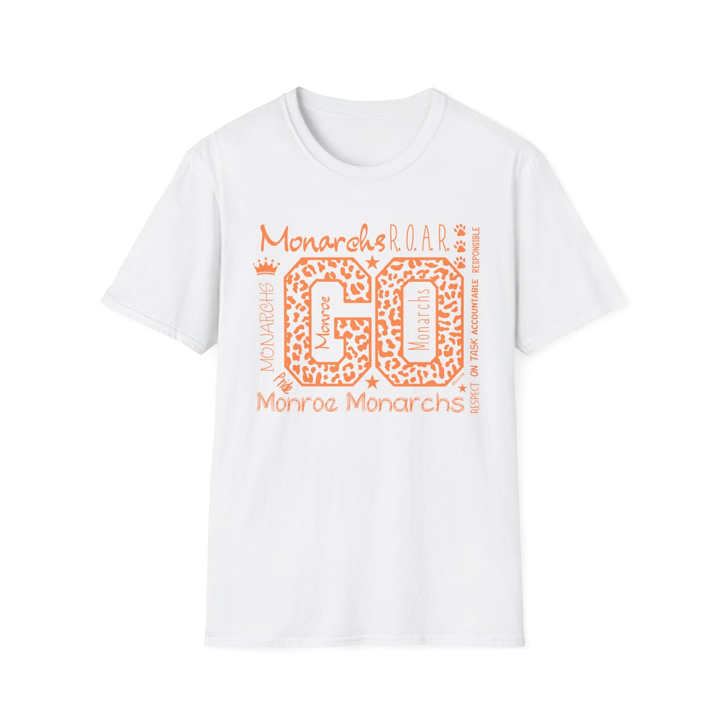 Go  Monarchs Orange Leopard Print Unisex Softstyle T-Shirt