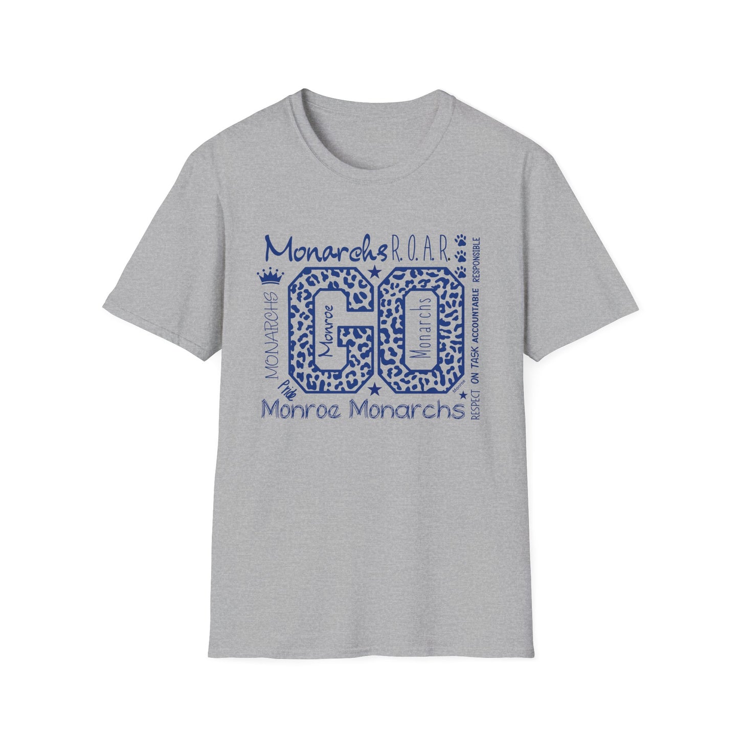 GO Monarchs Blue Leopard Print Unisex T-Shirt - School Spirit & Team Pride