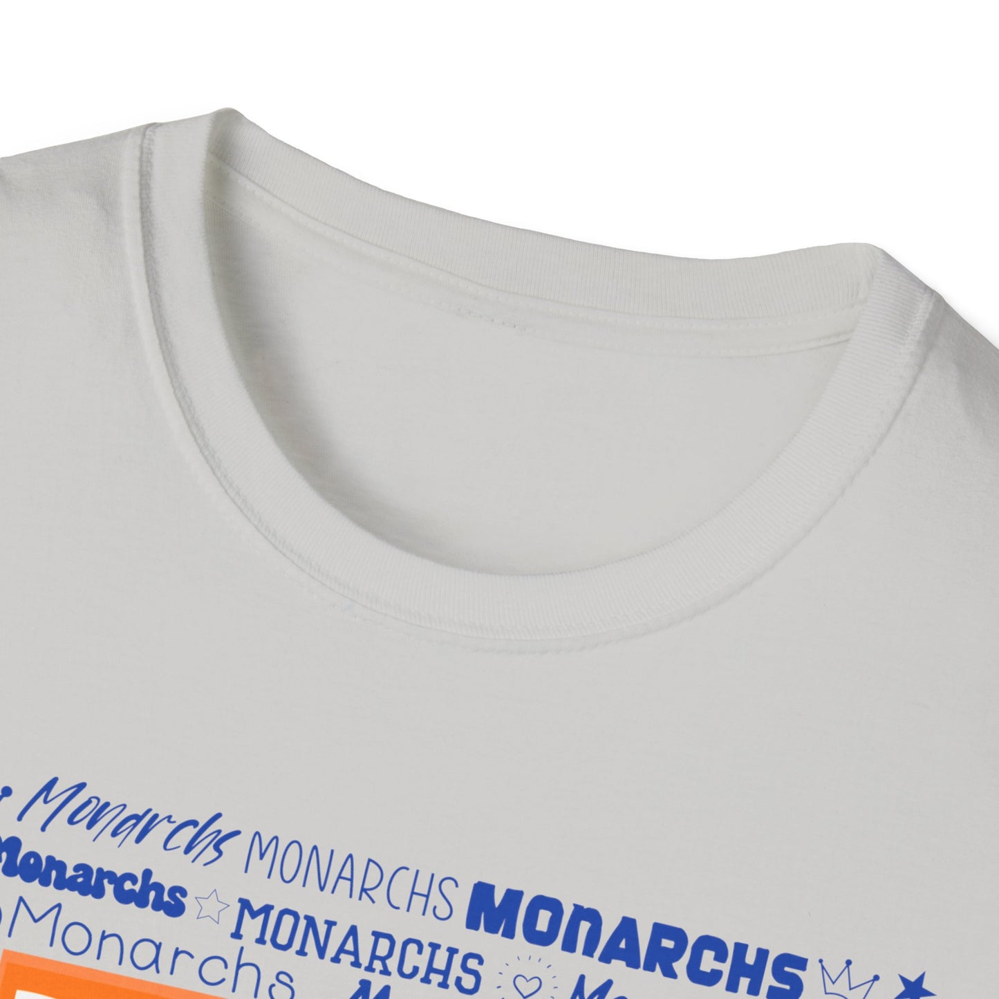 Orange Cow M Monarchs Unisex Softstyle T-Shirt with 'Monarchs Roar' Design - Perfect for School Spirit and Team Events