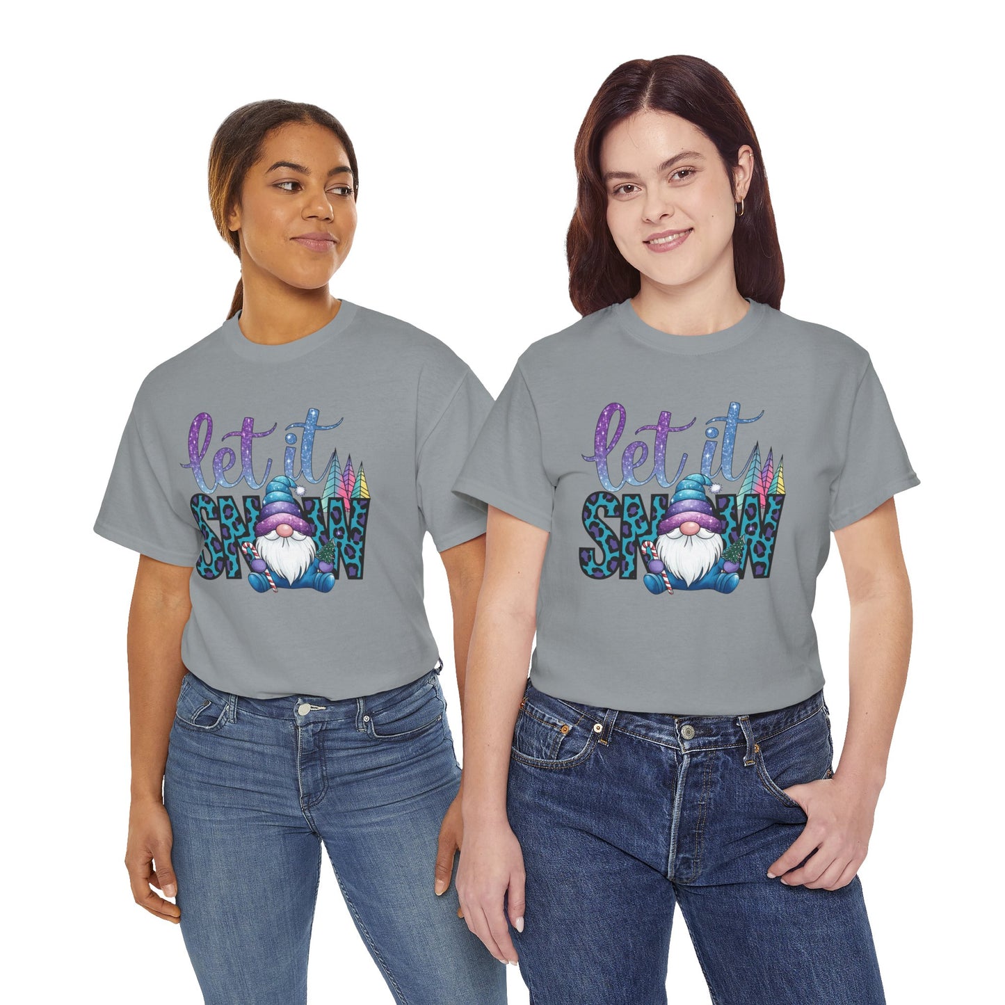 Let It Snow Unisex Heavy Cotton Tee - Fun Winter Holiday Gnome Design