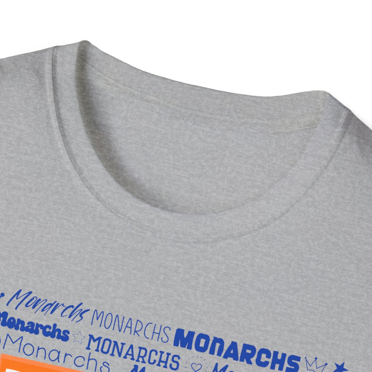 Orange Cow M Monarchs Unisex Softstyle T-Shirt with 'Monarchs Roar' Design - Perfect for School Spirit and Team Events