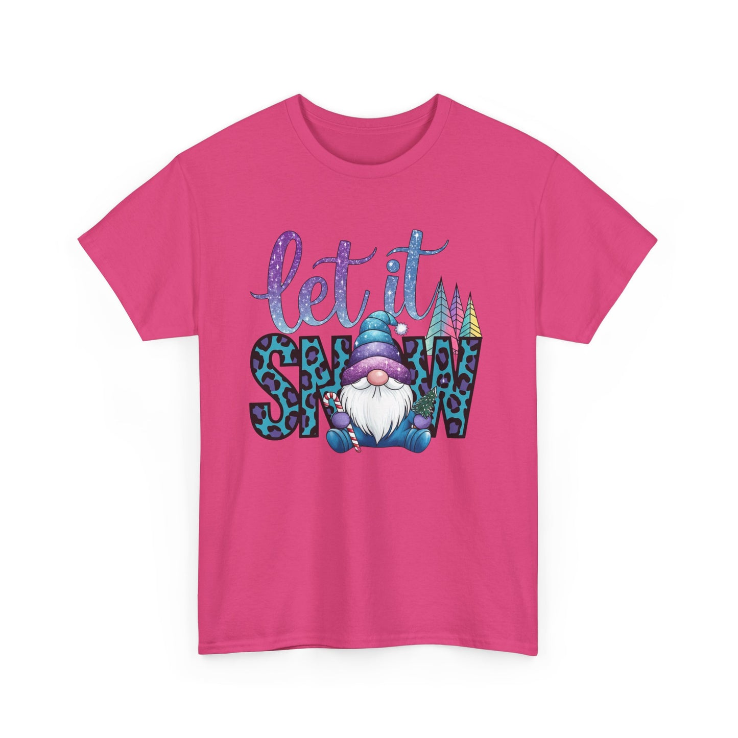 Let It Snow Unisex Heavy Cotton Tee - Fun Winter Holiday Gnome Design