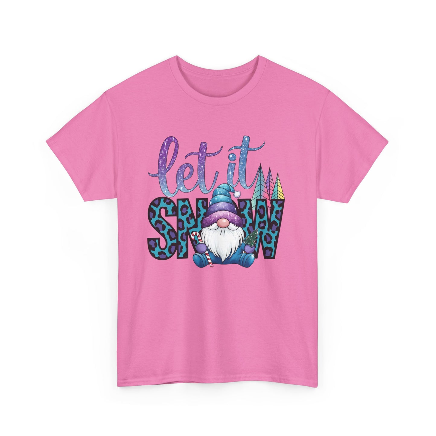 Let It Snow Unisex Heavy Cotton Tee - Fun Winter Holiday Gnome Design