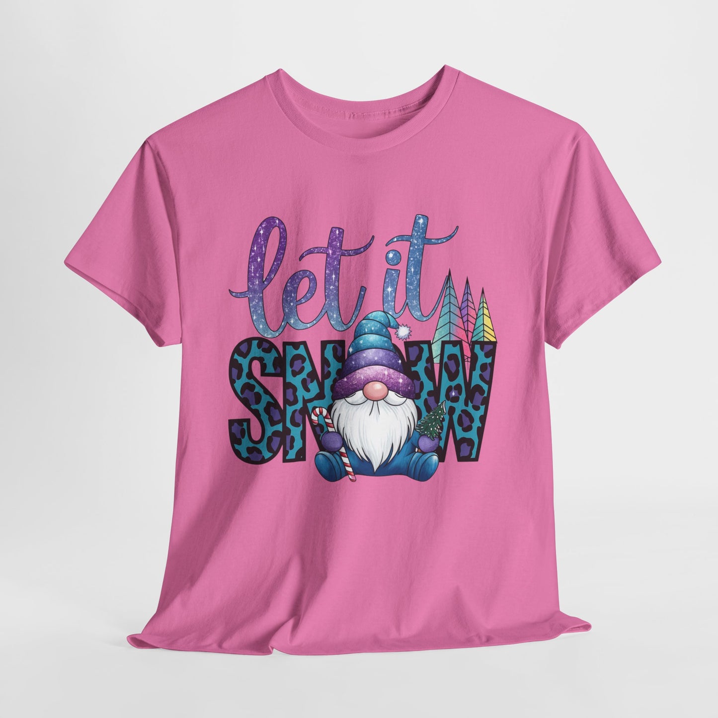 Let It Snow Unisex Heavy Cotton Tee - Fun Winter Holiday Gnome Design