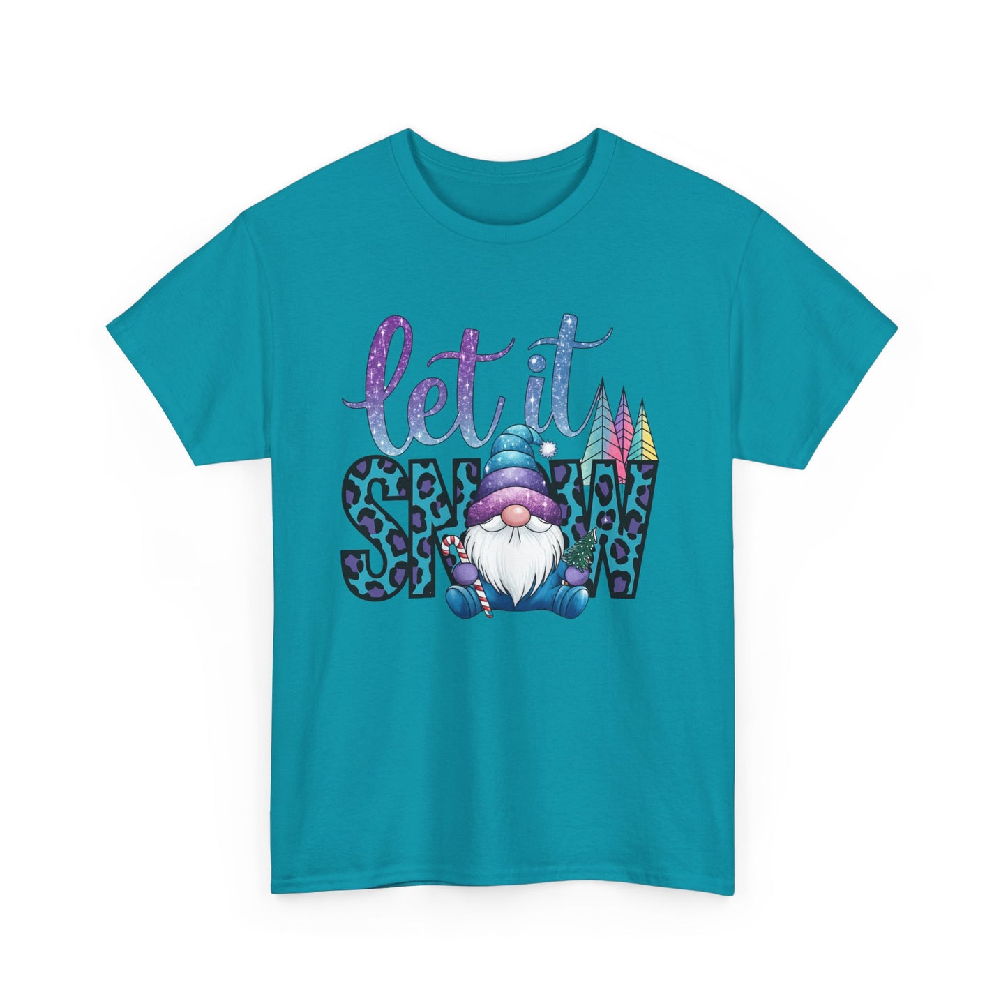 Let It Snow Unisex Heavy Cotton Tee - Fun Winter Holiday Gnome Design