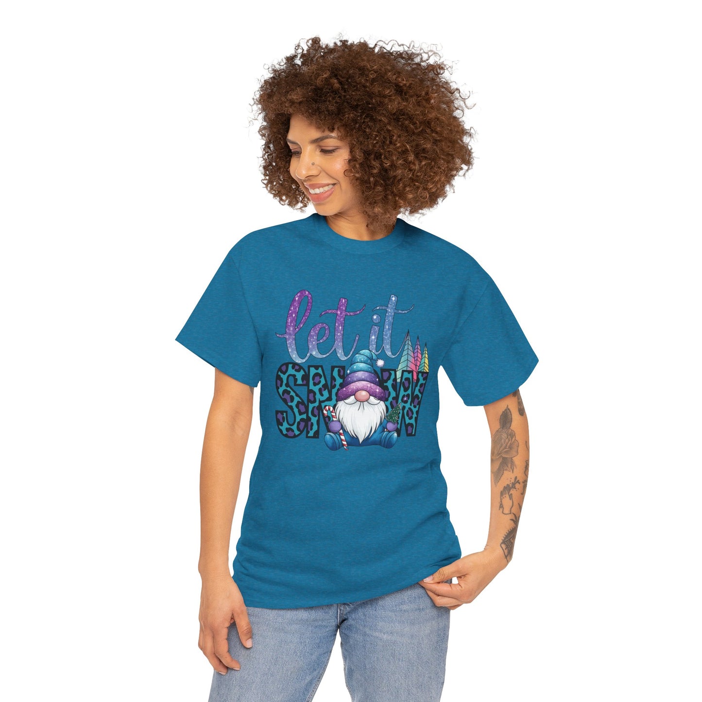Let It Snow Unisex Heavy Cotton Tee - Fun Winter Holiday Gnome Design