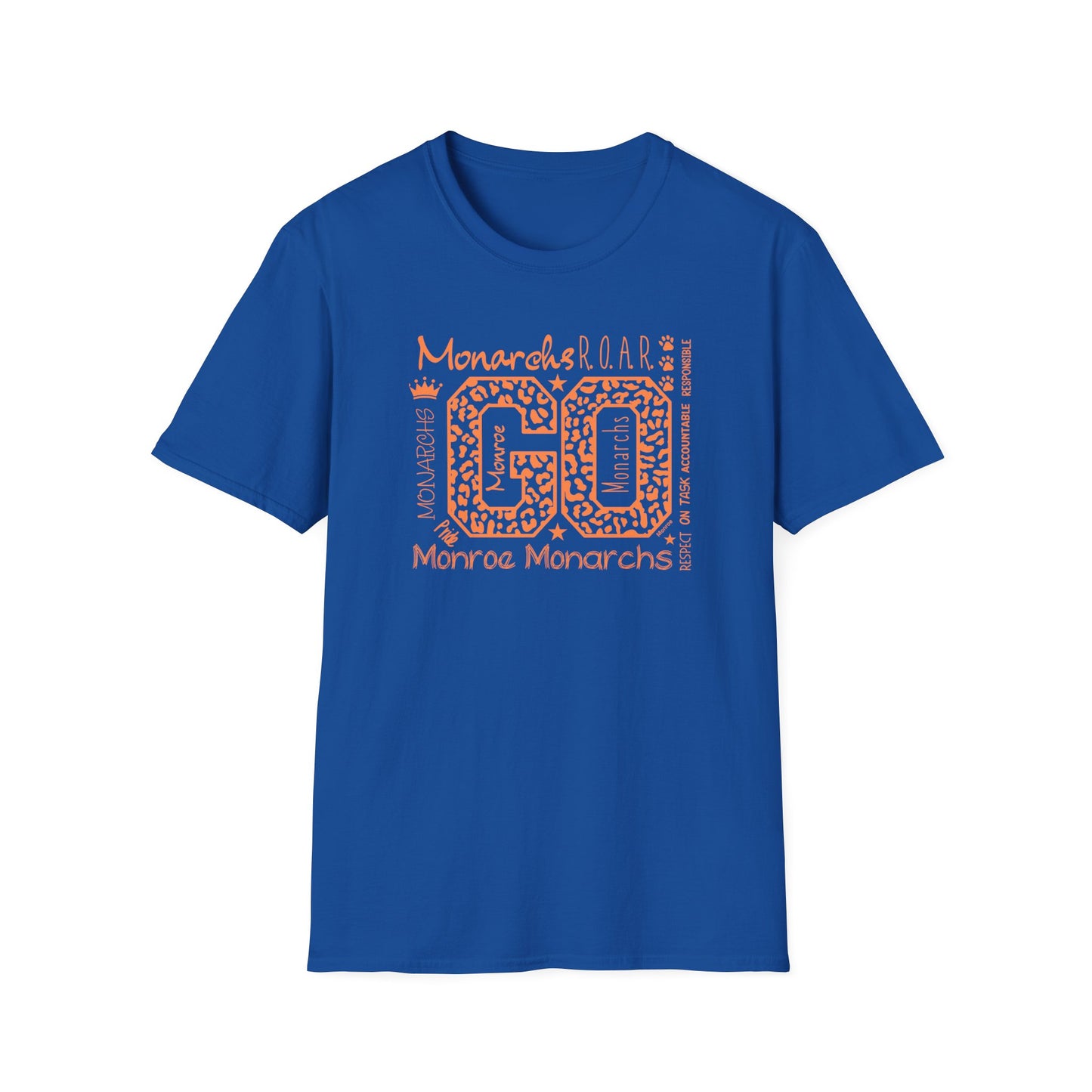 Go  Monarchs Orange Leopard Print Unisex Softstyle T-Shirt