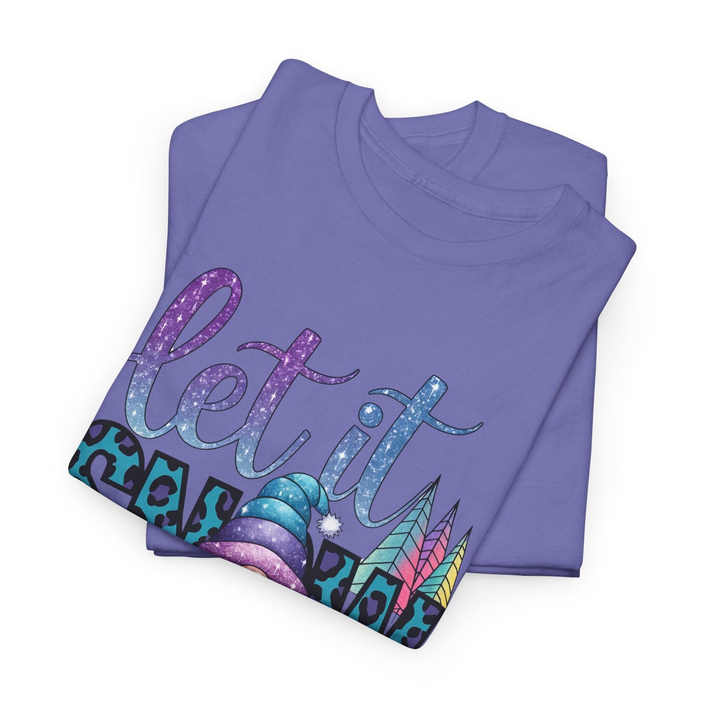 Let It Snow Unisex Heavy Cotton Tee - Fun Winter Holiday Gnome Design