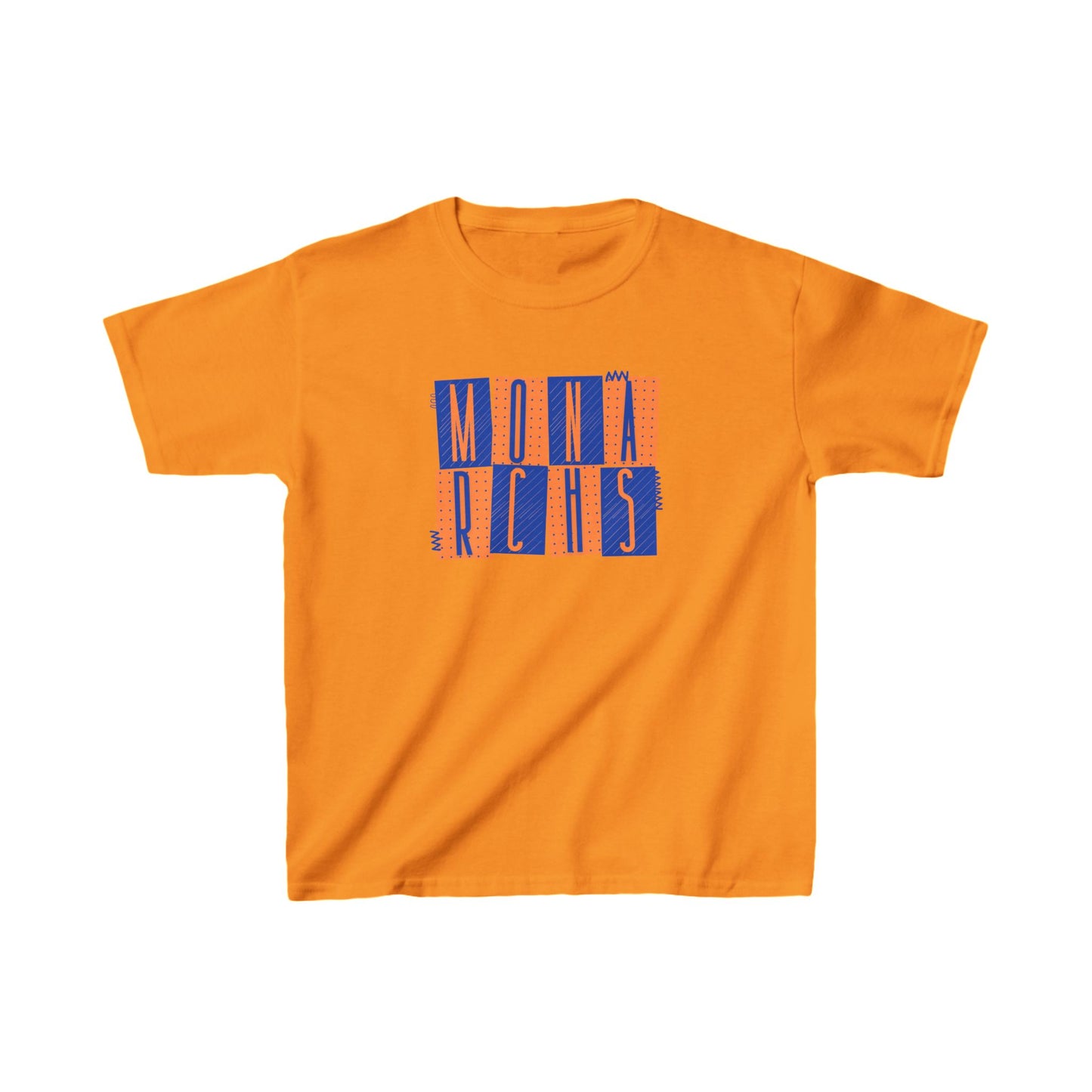 Kids Monarchs Squares Heavy Cotton Tee - Fun & Vibrant Youth Shirt