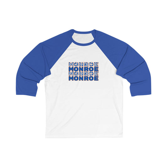 Monroe Monarchs Cow Print Unisex 3/4 Sleeve Baseball Tee - Go Team Spirit Apparel