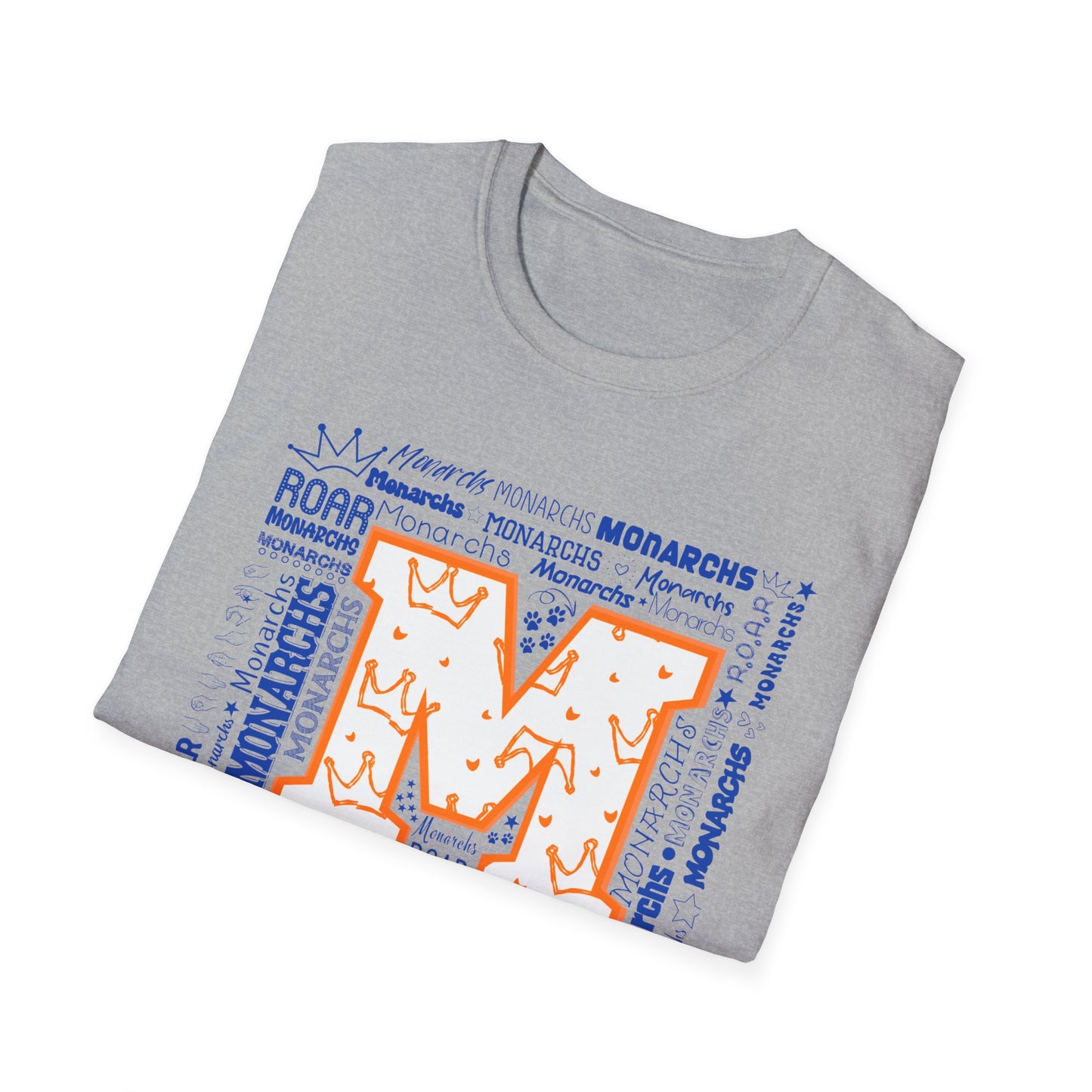 Orange Crown M Monarchs Unisex Softstyle T-Shirt - ROAR Design