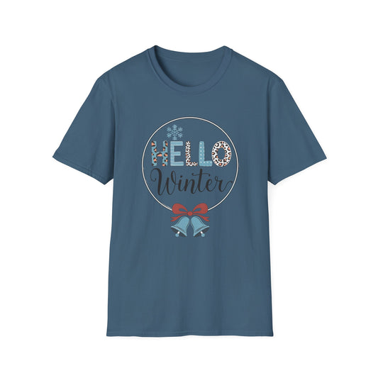 Hello Winter Unisex Softstyle T-Shirt | Cozy Seasonal Tee for Celebrations