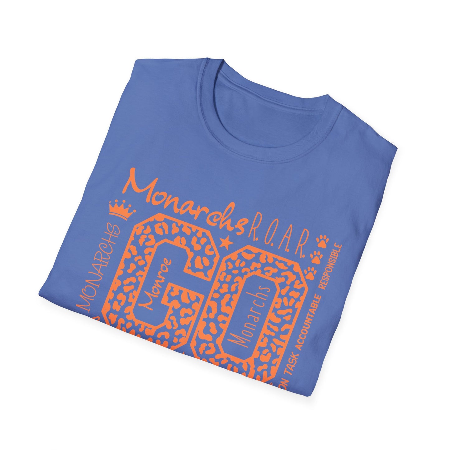 Go  Monarchs Orange Leopard Print Unisex Softstyle T-Shirt