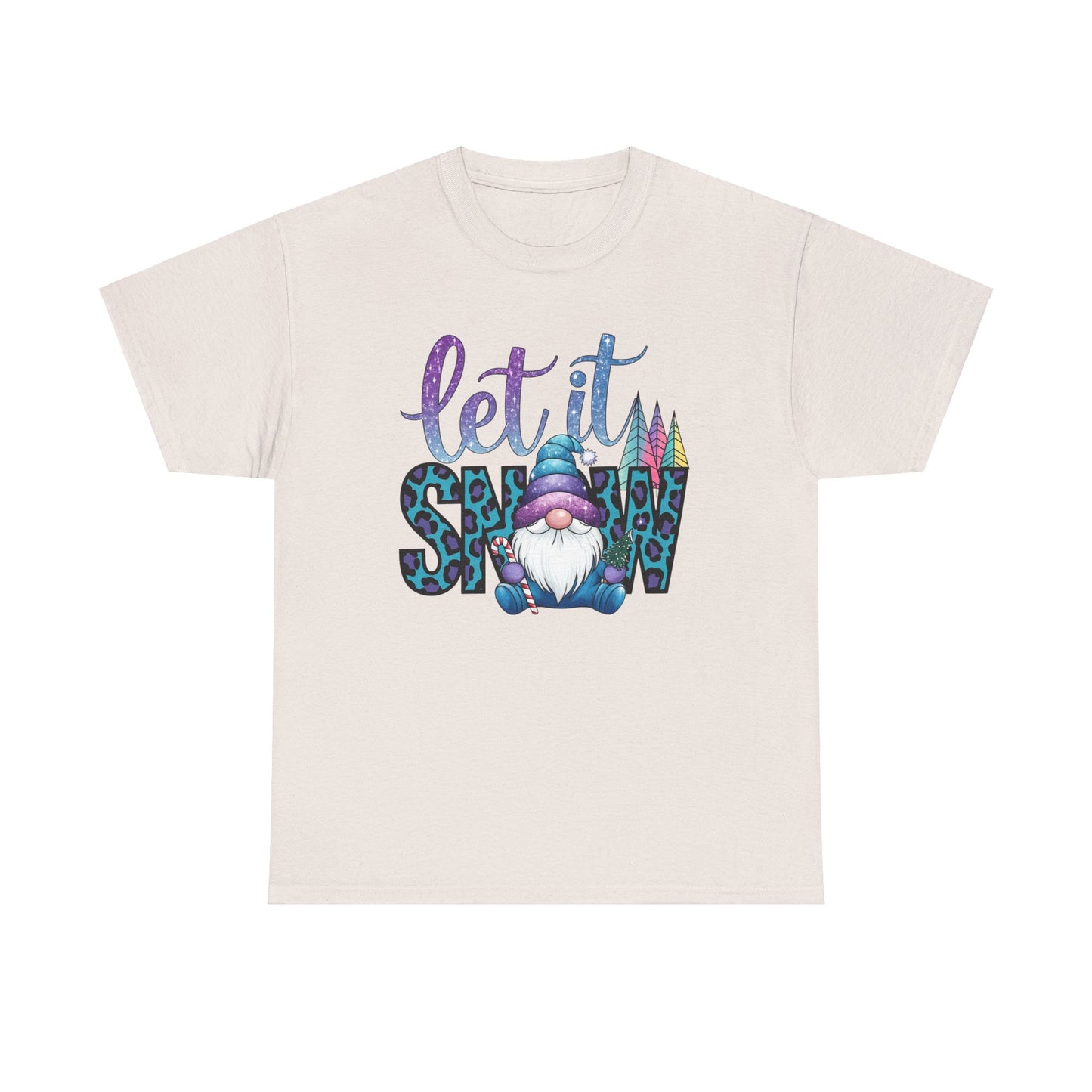 Let It Snow Unisex Heavy Cotton Tee - Fun Winter Holiday Gnome Design