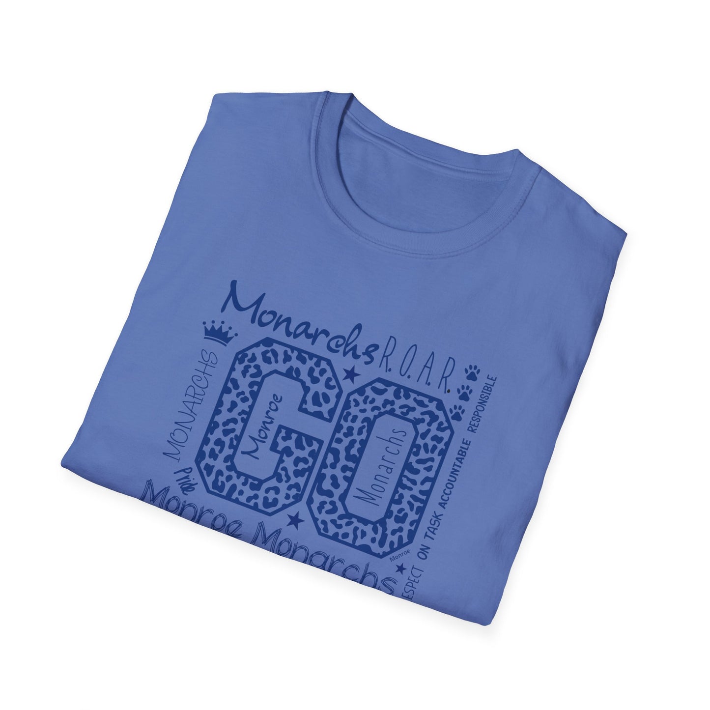 GO Monarchs Blue Leopard Print Unisex T-Shirt - School Spirit & Team Pride