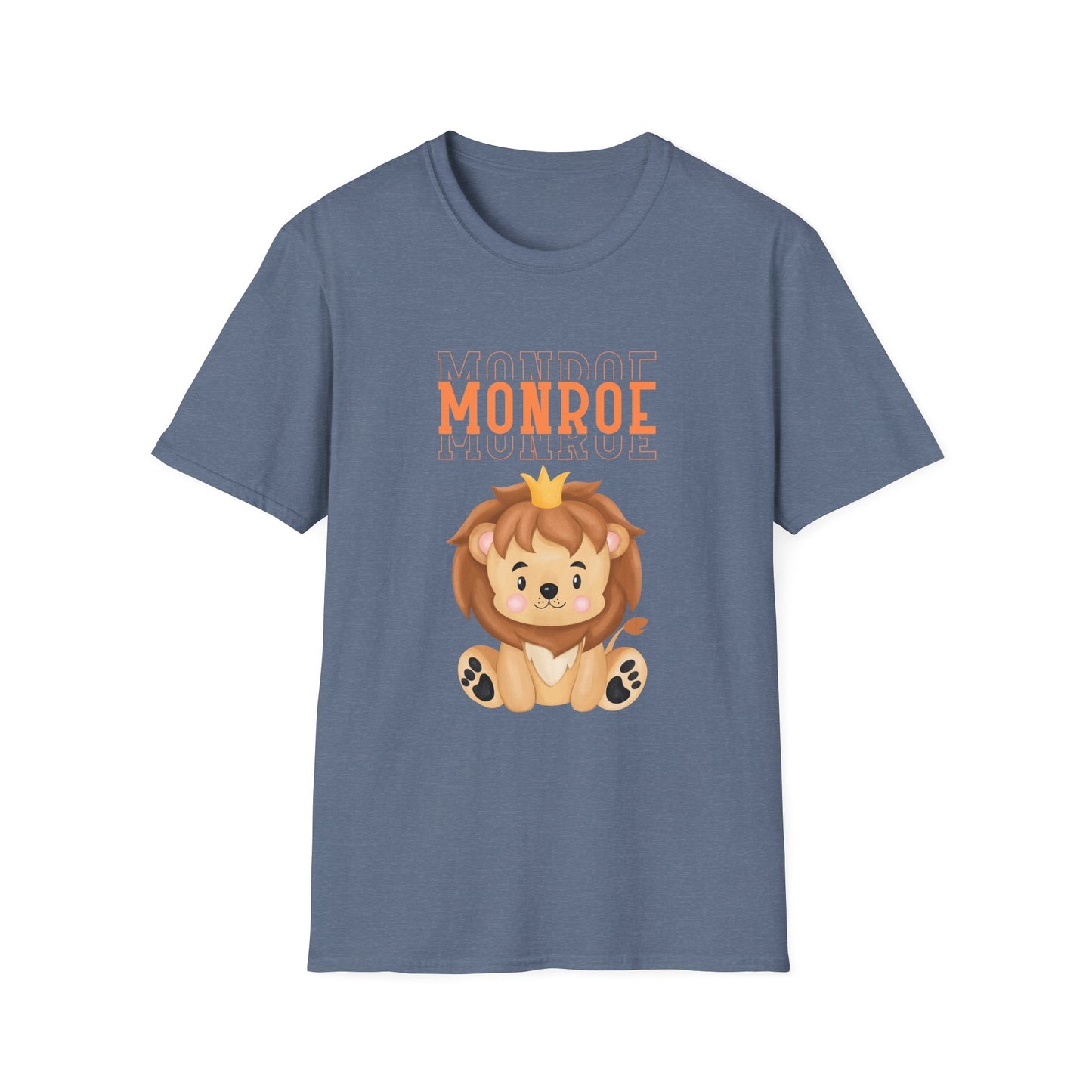 Triple Monroe Orange Lettering with Cute Lion King Unisex Adult Softstyle T-Shirt