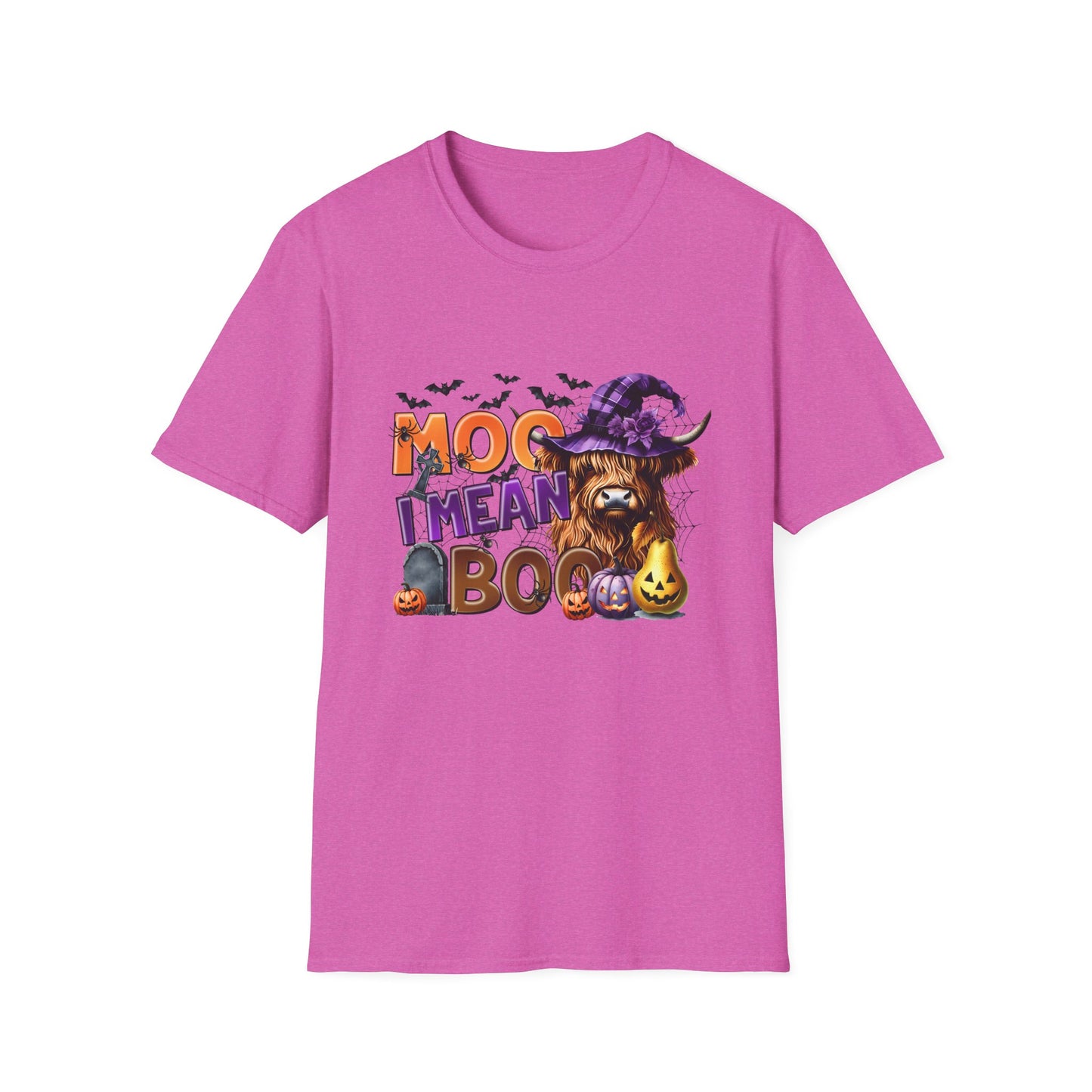 Funny Cow Halloween T-Shirt - "MOO I Mean BOO" - Unisex Softstyle Tee