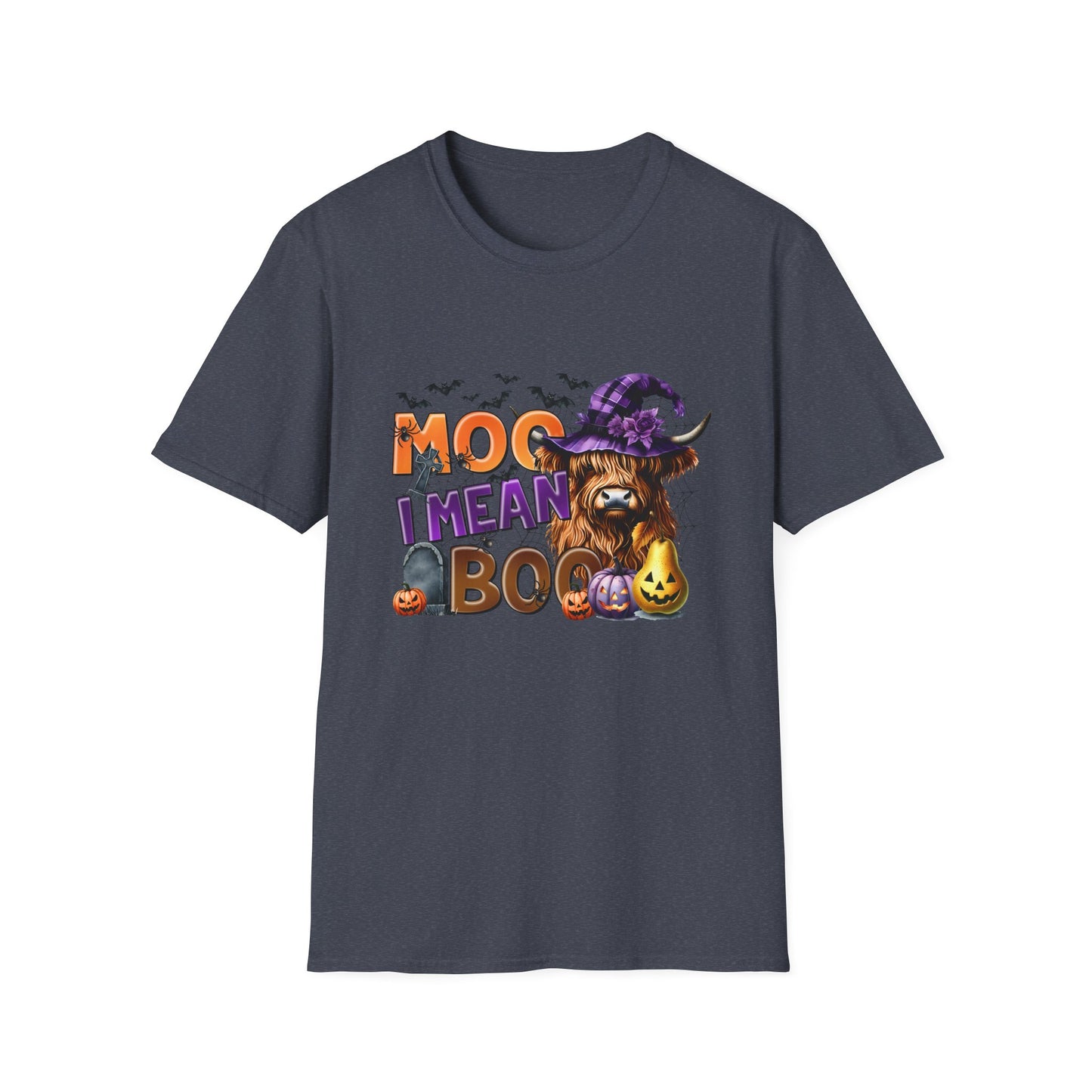Funny Cow Halloween T-Shirt - "MOO I Mean BOO" - Unisex Softstyle Tee