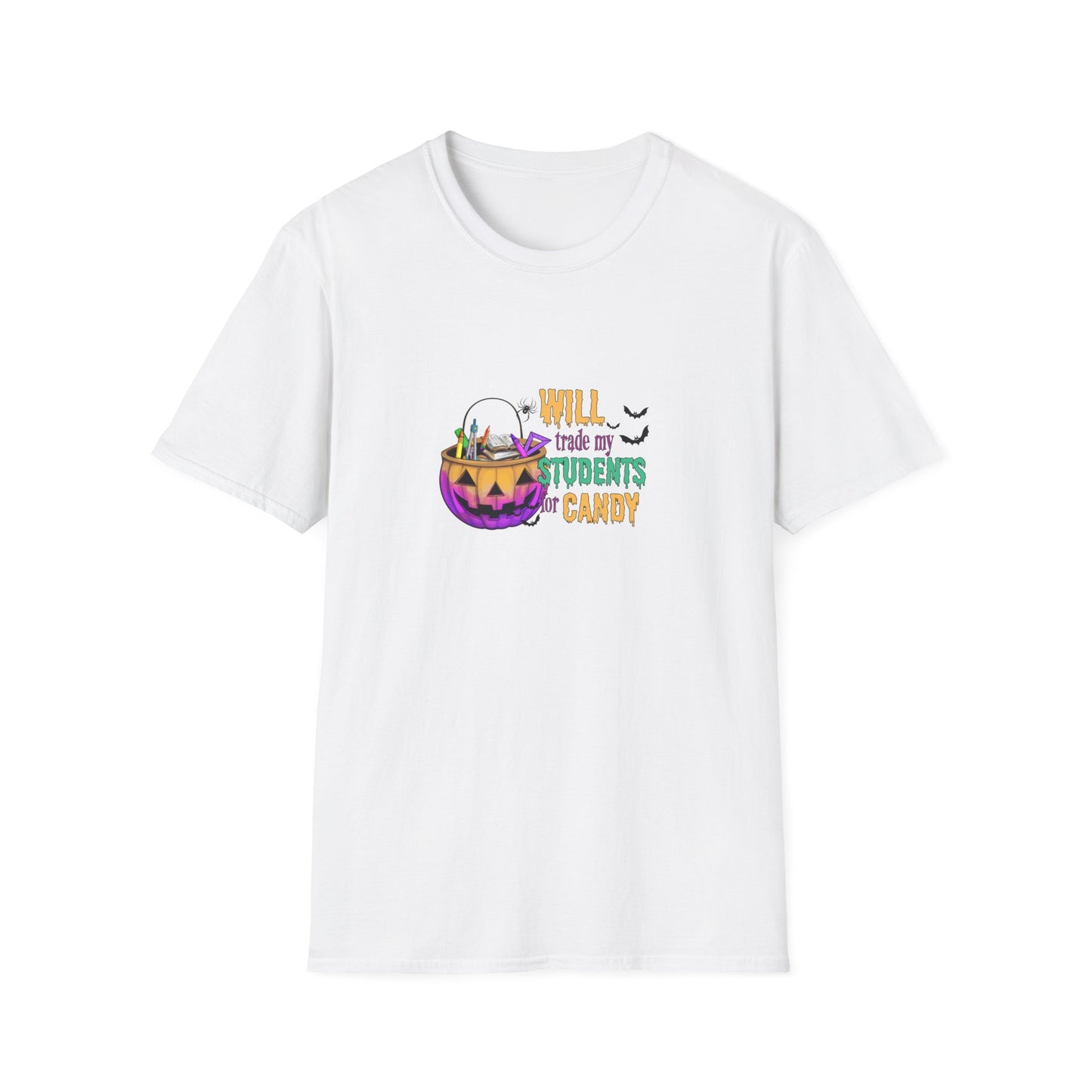 Will Trade My Students  for Candy Teacher Halloween Candy Unisex Softstyle T-Shirt