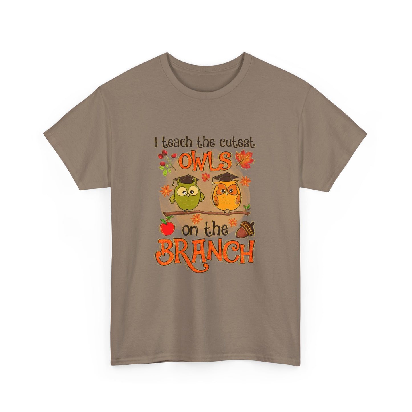 I Teacher The Cutest Owls on the Branch Fall Teacher Unisex Heavy Cotton Tee