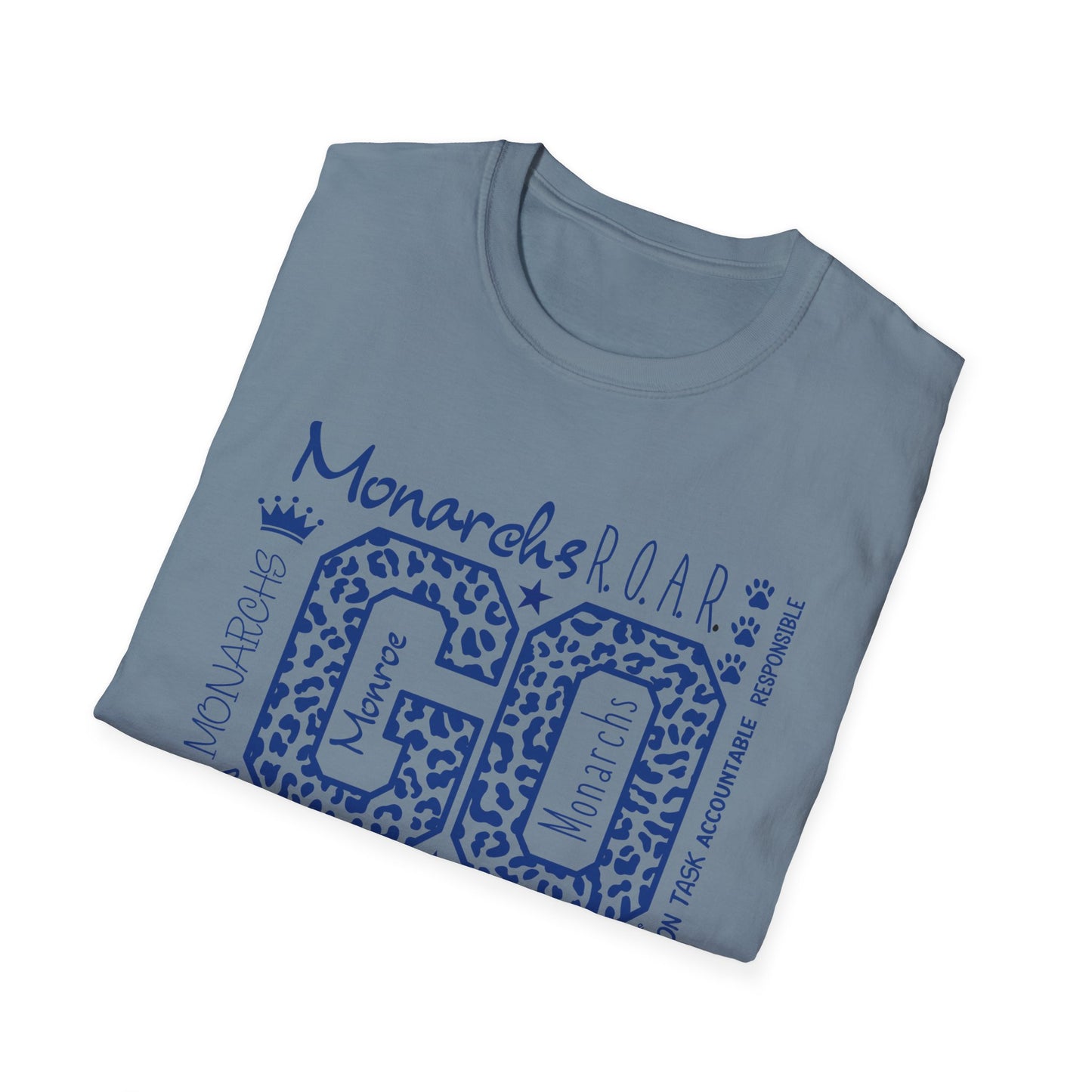 GO Monarchs Blue Leopard Print Unisex T-Shirt - School Spirit & Team Pride