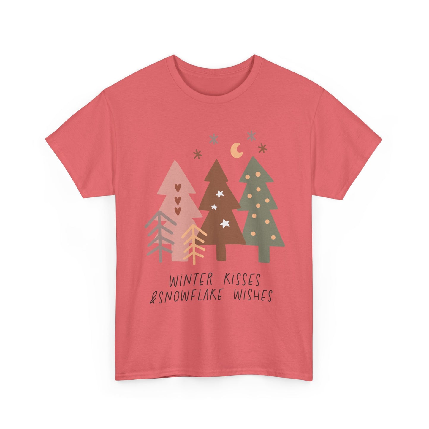 Winter Kisses & Snowflake Wishes Boho Winter Holiday Unisex Heavy Cotton Tee