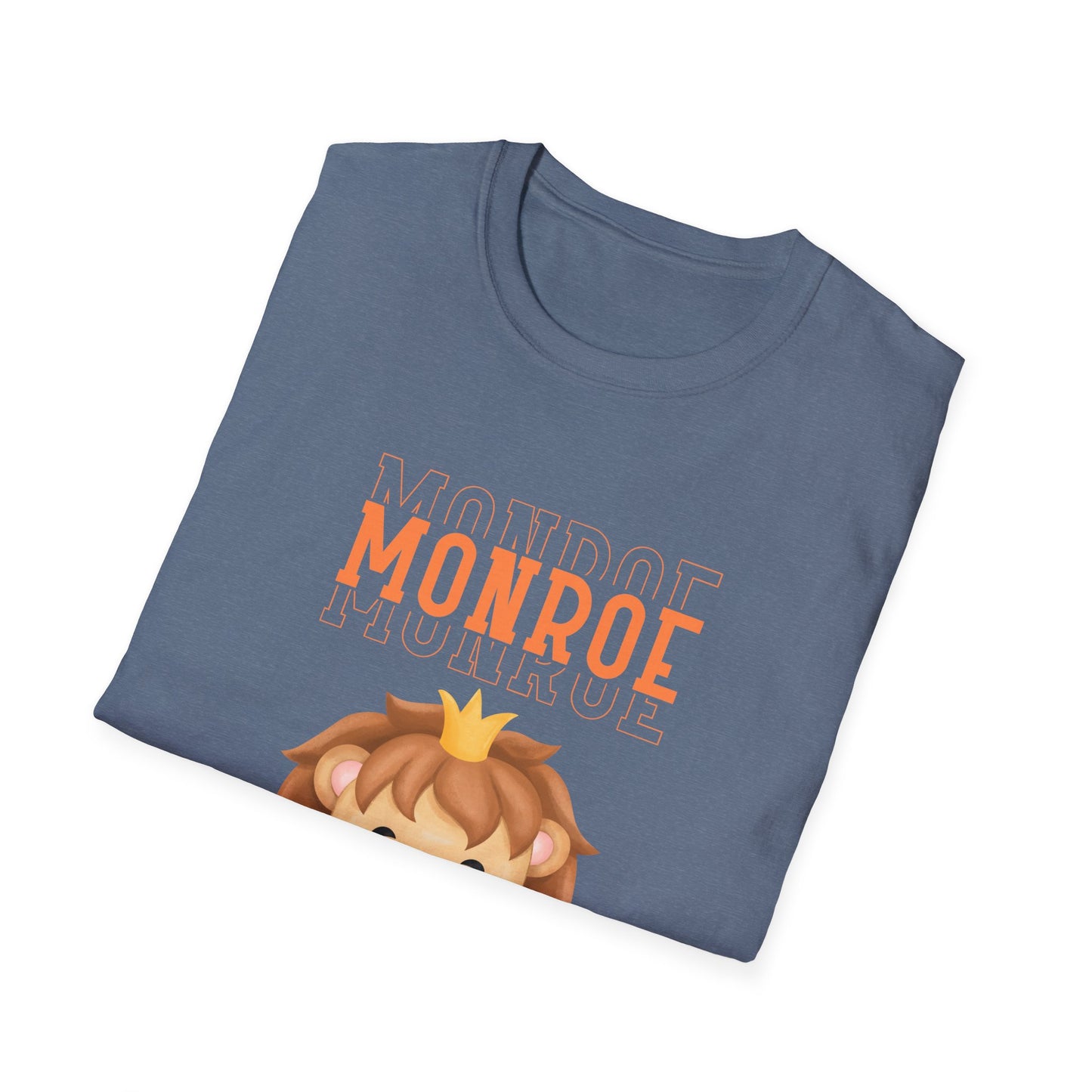 Triple Monroe Orange Lettering with Cute Lion King Unisex Adult Softstyle T-Shirt