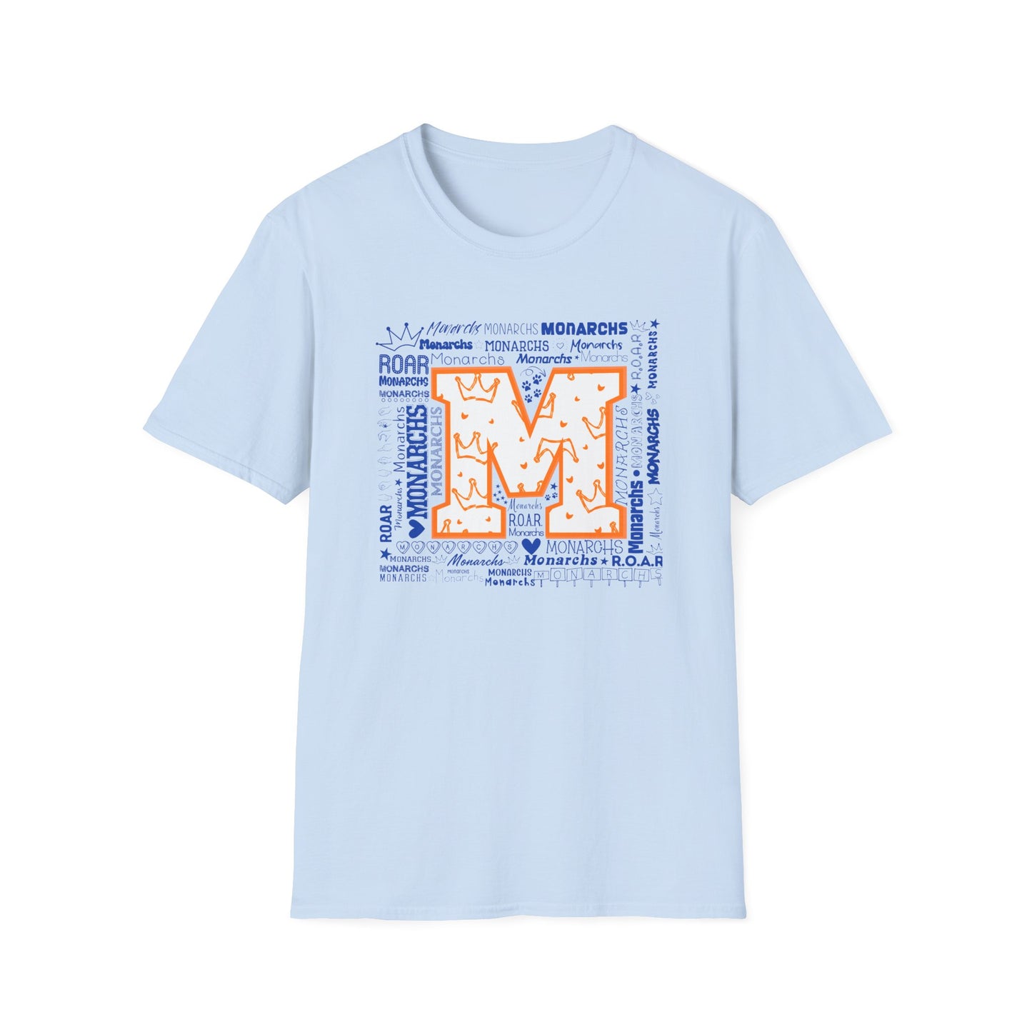 Orange Crown M Monarchs Unisex Softstyle T-Shirt - ROAR Design