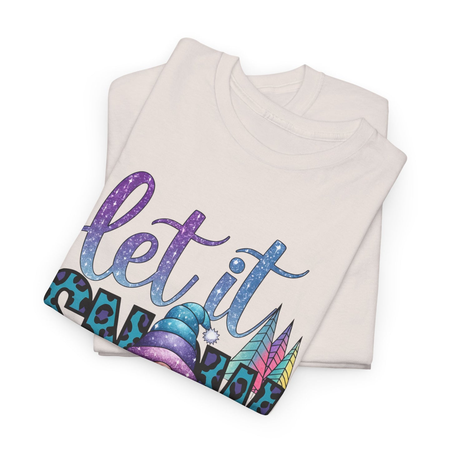 Let It Snow Unisex Heavy Cotton Tee - Fun Winter Holiday Gnome Design